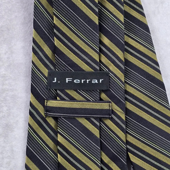 J. Ferrar USA Black Gold Striped Geometric Repp Executive Silk Neck Tie Men's - Picture 4 of 6
